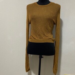 Free People H20 Crew Pullover Top in Tiger Eye - Long Sleeve Knit Sweater